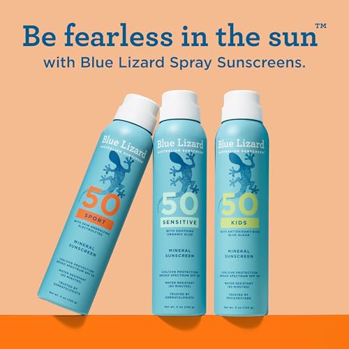 BLUE LIZARD Sport Mineral Sunscreen Spray SPF 50+, Dermatologist-Recommended Brand, Broad-Spectrum UVA/UVB Protection, Water-Resistant, Zinc Oxide Formula, Vegan, 5 fl oz - image 8