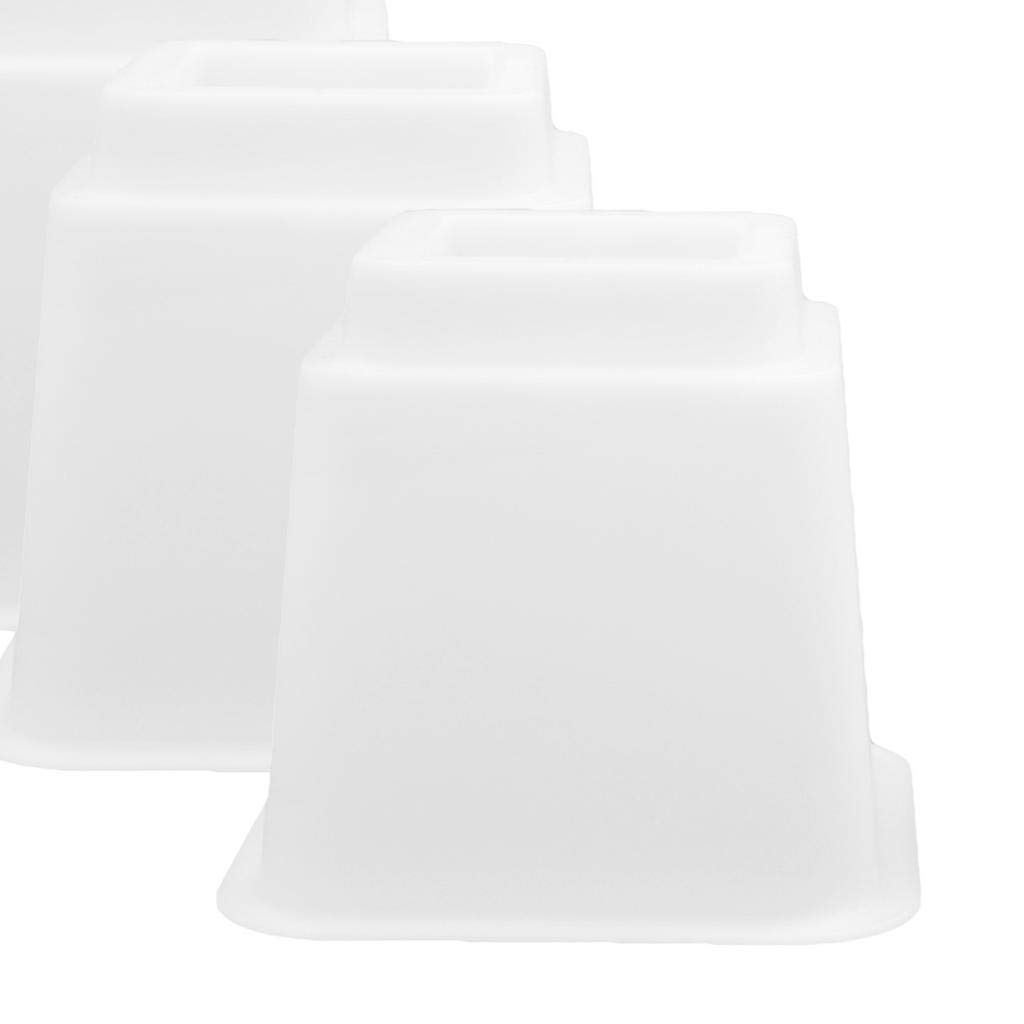 4 Piezas Elevadores de Cama Ajustables Extensores Apilables para Patas de Muebles Elevadores de Altura Plástico Fuerte Adecuado para Oficin, Blanco 5 Pulgadas 4 Piezas, Individual