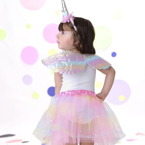 Fantasia Infantil Unicórnio 3-6 anos saia/asa/tiara