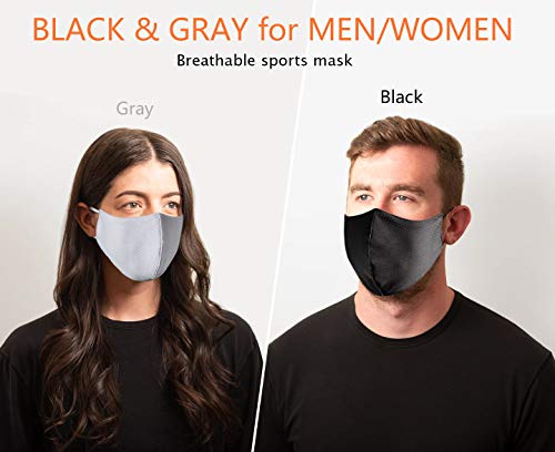 image for Borgasets Face Mask Reusable for Men Women Youth Gray Adjustable Breat