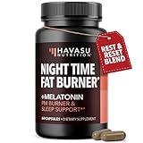 Night Time Fat Burner Capsules for Men and Women - Appetite Suppressant for Weight Loss with White Kidney Bean - 60 Count - Metabolism Booster with Melatonin for Sleep Support - 2-Month Supply