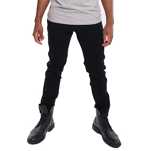 Kenneth Cole REACTION Black Jeans Men Slim Fit, 2-Way Stretch Denim Jeans for Men Slim Leg Black Wash (Poplar, 34x30)