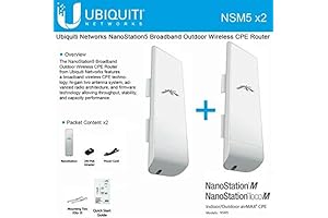 Ubiquiti Networks NanoStation M5 NSM5 5GHz AirMax CPE Bundle (Pack of 2)