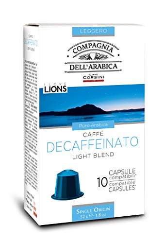 Caffè Corsini - Capsule Caffè Compatibili Nespresso Compagnia dell'Arabica Decaffeinato, Espresso, 6 Confezioni da 10 Capsule