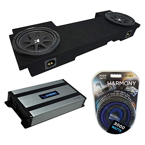 Harmony Audio Compatible with 2002-2013 Cadillac Escalade EXT Underseat Kicker Bundle Comp C12 Dual 12 Sub Box Enclosure & Harmony HA-A800.1 Amp
