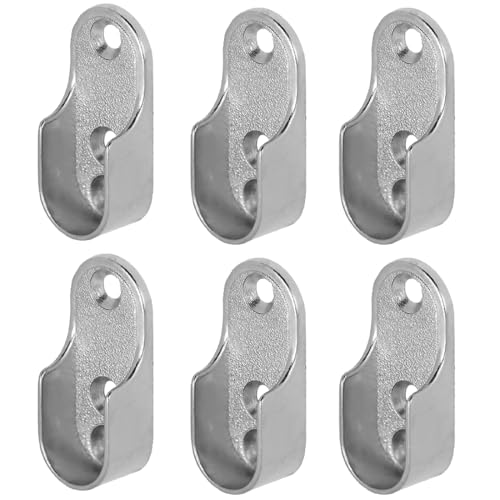 GXGM 6 Pièces Support Tringle Penderie，Support Tringle，30 X 15 Mm，Acier Nickelé ， Tringle Cintre Fixation ， Support De Barre De Penderie En Métal，Pour Tringle Ovale, Armoire.