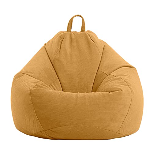 LDIW Couverture de Pouf Sofa, Plain Design Simple en Velours Côtelé Premium Sac de Haricot Pouf Poire Coussin de Sol Siège, sans Remplissage,Light Brown,100 * 120cm Cover