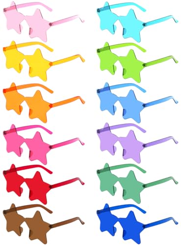AGGKKY 12 Pairs Colorful Rimless Star Sunglasses