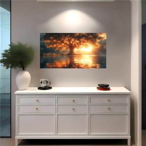 Vinilo pared árbol atardecer autoadhesivo extraíble lavable para hogar 3