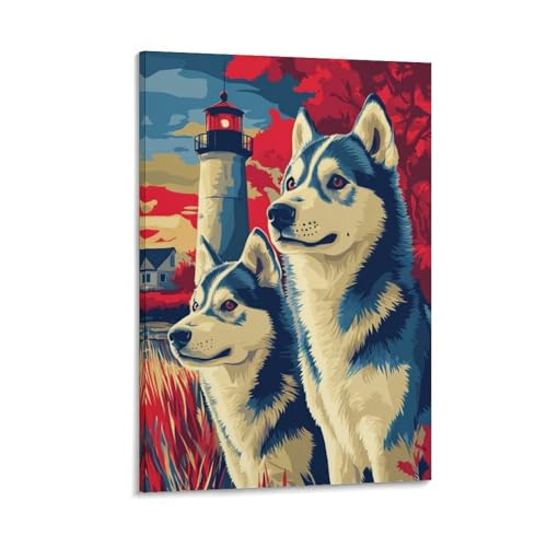 Husky sibérien murale tableau déco salon pour une ambiance nordique