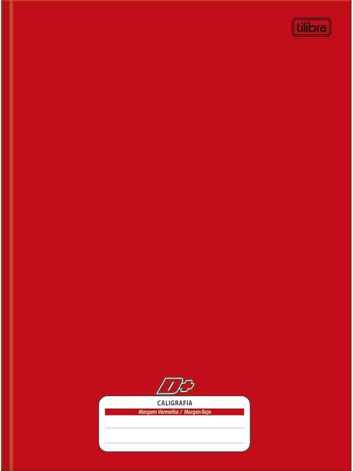 Tilibra - Caderno de Caligrafia Brochura Capa Dura Universitário D+ vermelho 96 Folhas, 200mm x 275mm - 1 unidade
