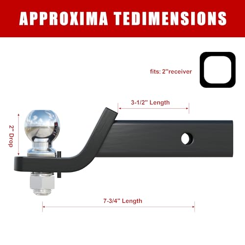 Image of TYT Trailer Hitch Mount with 2 inch Chrome Ball&Lock, Fits 2-in Receiver, 7,500 lbs (2-Inch Drop)