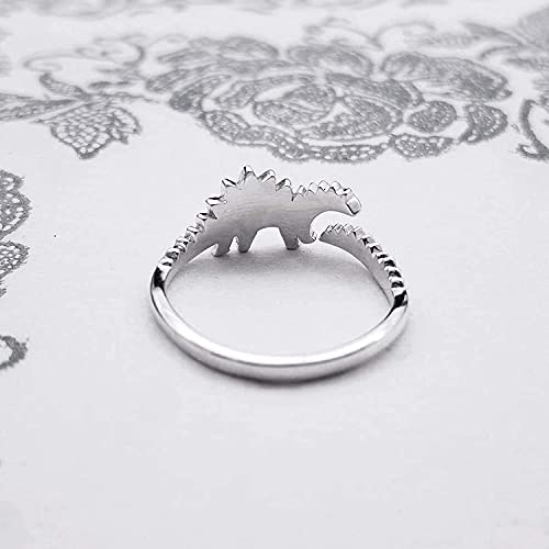 FNHC Dinosaur Silver Band Ring Adjustable Love Gift Dainty Women Men Jewelry (2PCS-A)