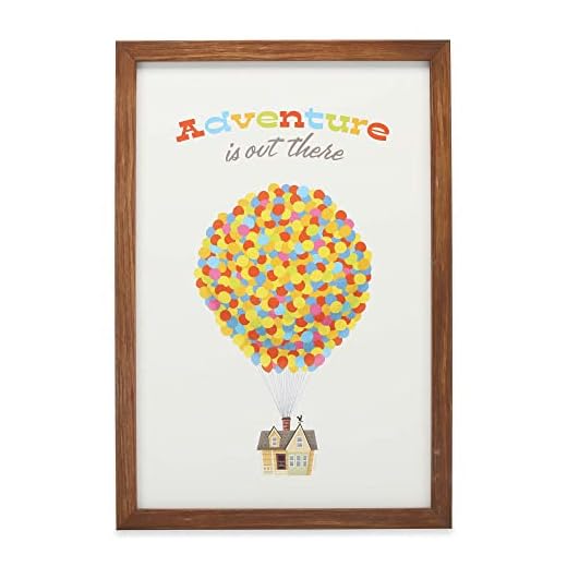Open Road Brands Disney Pixar Up Adventure is Out There Framed Wood Wall Decor - Cute Up Movie Wall Art with Inspiring Quote