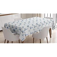 ABAKUHAUS Tovaglia Invernale Rettangolare 140x170 Cm - Fiocchi Di Neve Morbidi - Azzurro Polvere E Bianco - 5
