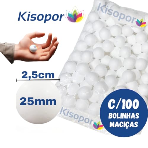 Bola de Isopor 25mm maciça com 100 unidades Kisopor
