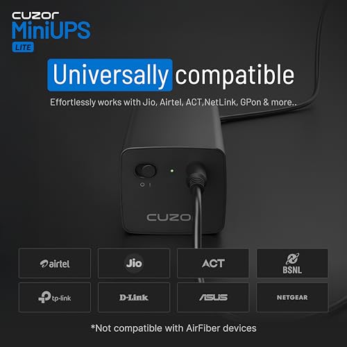 Image of Cuzor Mini UPS Lite 12V Router UPS up to 2A | Up to 4 Hours Backup | WiFi UPS Power Backup for Internet Fiber Modem | 2x2600 mAh | Backup ups for WiFi Router
