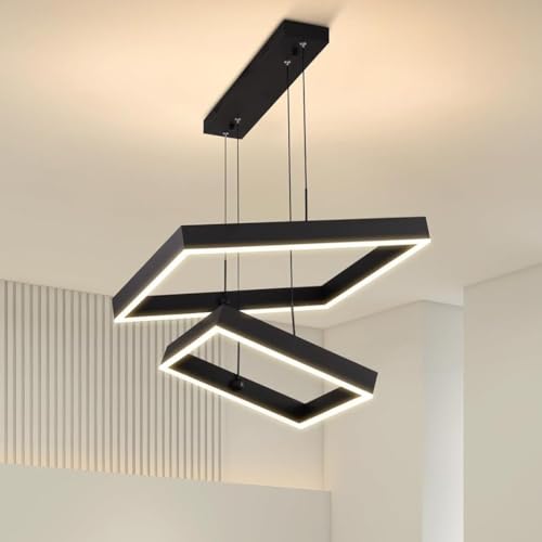 Plafonnier LED à 3 anneaux pour éviter la fatigue visuelle, lustre carré variable avec télécommande - 4