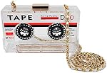 QZUnique Tape Shaped Shoulder Bag Radio Recorder PU Crossbody Bag حقيبة السهرة الرجعية للنساء حقيبة يد حقيبة يد كلاتش