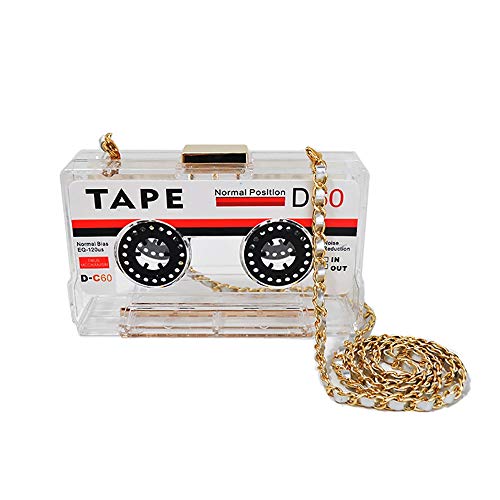 Women Tape Purse Crossbody Bag - Novelty Clutch 90S Retro Bedazzled Handbag