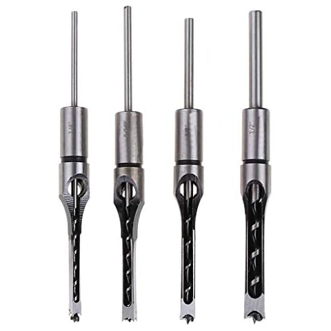 Kcnsieou High Hardness Woodworking Drill Bit Square Hole Chisel Mortising Kit Mortise Tenon Wood Tool Cover