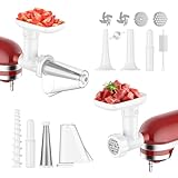 Meat Grinder for Kitchenaid Mixer,Meat Grinder Attachment,Fruit Vegetable Strainer Set,Tomato Sauce Machine,Sausage Stuffer Set,Kitchen Aid Mixer Attachments by Fgreeble,White