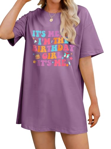 Image of Birthday Shirts for Women Oversized It's My Birthday Girl Graphic Shirt | Funny Birthday Party, Short Sleeve Outfits