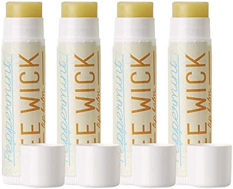 Bee Wick Lip Balm- 4 pack- Hemp Lip Balm made with beeswax and hemp seed oil (Peppermint (Pack of 4))