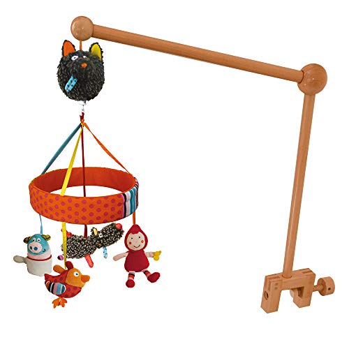 EBULOBO - Mobile Musical Mixte T'es Fou Louloup!!! - Pince de Fixation et Bras en Bois - 2 Positions Possibles sur le Lit - Boite à Musique Mécanique - Mélodie : "Aquarius" du Film HAIR Composée par Galt Macdermot