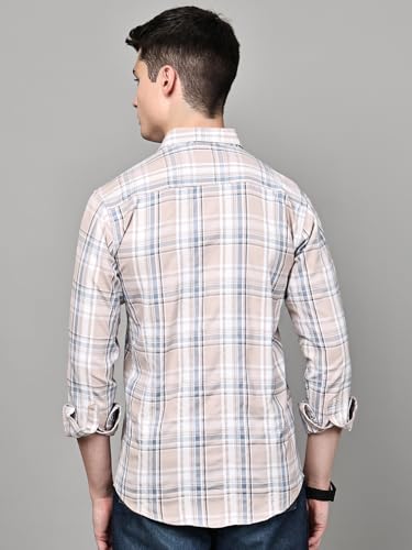 Image of Majestic Man Stylish Slim Fit Cotton Spread Collar Checked Casual Shirt for Men
