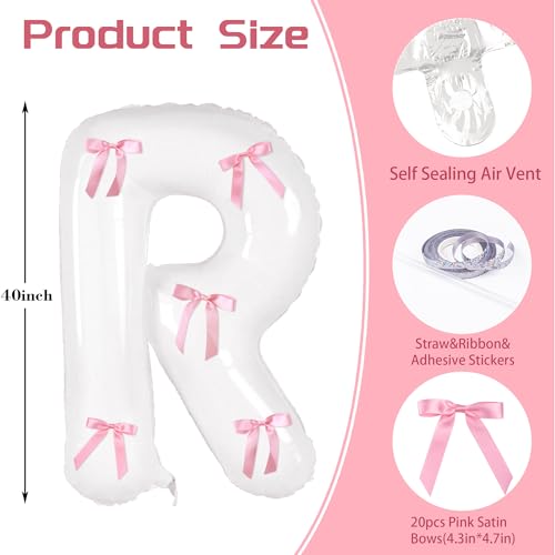 Image of 40inch Bride Balloons with Bow-Jumbo Bride to Be Balloons for Bridal Shower Bachelorette Party Decorations and Engagement Party Supplies Coquette Party Decor(Pink Bow)