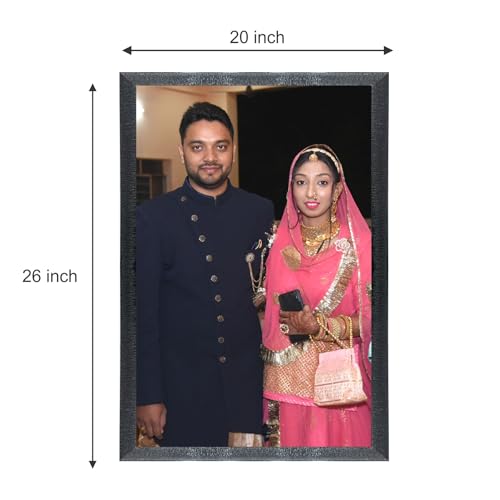 Image of Chitransh Customized Wall Mount Rectangular Photo Frames,Personalized Print,Black Wooden Frame, Customise Gift For Anniversary, Birthday, Wedding, Couples (Size 20x26inch)