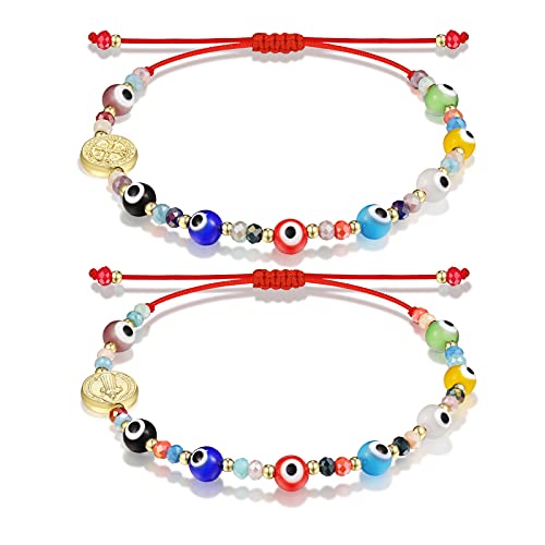 Evil Eye Bracelet Red Ojo Bracelet for Women Men Protection Kabbalah San Benito Medal Nazar Amulet Bracelet for Women Men Family