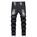 Lanscadran Boy's Black Ripped Distressed Skinny Fit Letter Printed Stylish Streetwear Washed Jeans Pants,B221,16