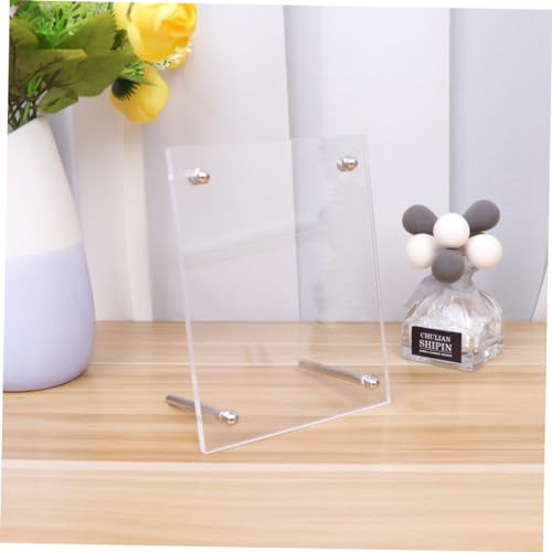 Ciieeo 2Pcs 6 Prateleiras De Exibição Moldura De Foto Suporte De Exibição De Vidro A4