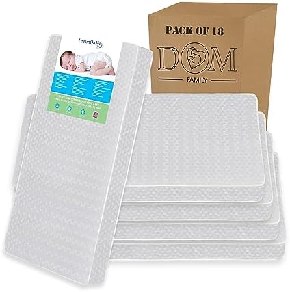 Dream On Me Honeycomb Orthopedic Firm Fiber Crib Mattress, Greenguard Gold and JPMA Certified, 5” Fiber Core Optimum Support, Fits Crib and Toddler Bed, Waterproof Vinyl Cover (Pack of 18)