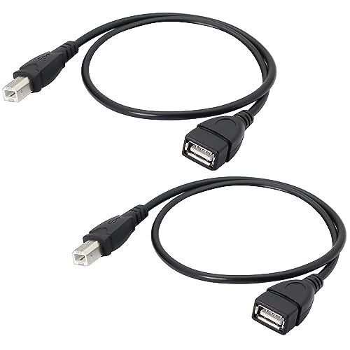 tunghey 2Pack USB 2.0 Cable A Female to USB B Male Cable for Printer Extender Connection Cables USB_A/F-USB_B/M Adapter 0.5m
