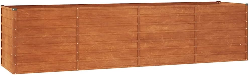 126 Inch Large Garden Raised Bed Corten Steel Planter, Rusty Metal Rectangular Raised Garden Bed for Vegetables and Flowers, Weathering Steel Outdoor Planter for Garden