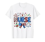 American Nurse 4th of July Nurse Stethoscope Nursing Womens T-Shirt