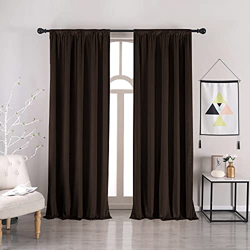 nanbowang Coffee Brown Velvet Curtains - 42 Inches Width 96 Inches Long Soft Curtain Rod Pocket Thermal Insulated Window Treatment for Bedroom 2 Panels