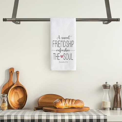 TNUW A Sweet Friendship Refreshes The Soul Kitchen Towels 16X24In, Gift for Friend Woman, Christian Gifts for Women Men, Hand Tea Towels for Kitchen Bathroom Decor - Image 3