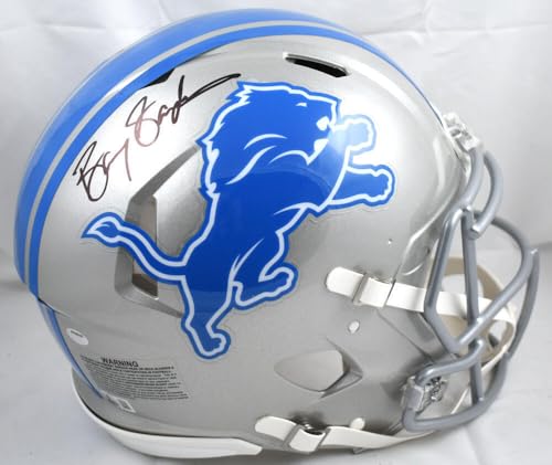 Barry Sanders Autographed Lions F/S Speed Authentic Helmet-Beckett W Hologram