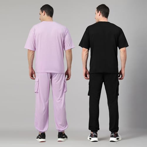 Image of CHKOKKO Men Printed Casual Summer Wear Coords Stylish Gents Cord Set Half Sleeves Co Ord Track Suit Round Neck Western Co-ord Set