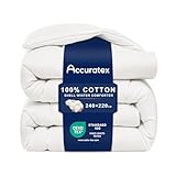 ACCURATEX Couette 100% Coton 240×220 cm, 450GSM Extra Douce et Respirante, de Qualité Hôtelière, Hypoallergénique, avec Bandes d'angle, Couverture d'hiver, Lavable