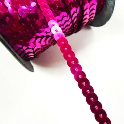 50 Yards Single Row Sequins Trim 5mm Wide for Sewing, Arts and Crafts Fuchsia Fabric