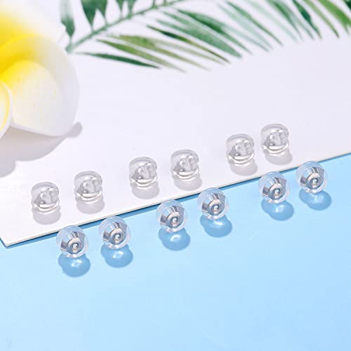 Moconar 18K Gold Locking Secure Earring Backs For Studs, Silicone Earring Backs Replacements For Studs/Droopy Ears, No-Irritate Hypoallergenice Earring Backs For Adults&Kids (White+Rosegold) #TOP6