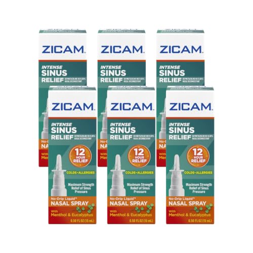 Zicam Intense Sinus Relief No-Drip Liquid Nasal Spray, Pack of 6