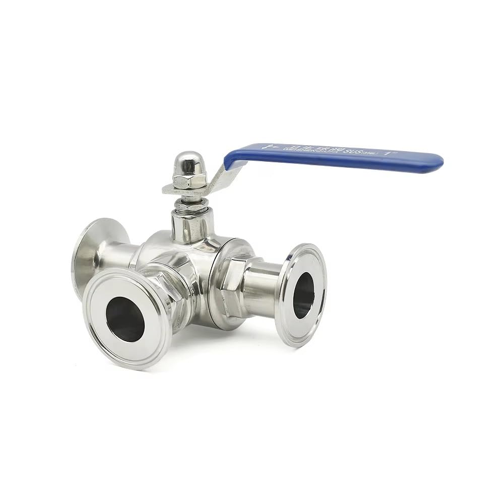 3-Drogowy Sanitarny Zawór Kulowy, Stal Nierdzewna SS316, Obsługa Ręczna Typu T/L, Tuleja Tri Clamp 50,5/64/77,5/91/119mm, 1 Sztuka(L type,76mm x Ferrule 91)