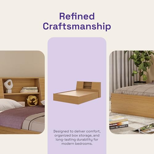 Image of Wakefit Bed | 1 Yr Warranty | Bed Queen Size, Comes with Storage Box, Noise Free, Density: 680-750 kg /m, Termite & Borer Resistant, Fits Mattresses Up to 8 Inches (Orion 78 x 60 - Urban Teak)
