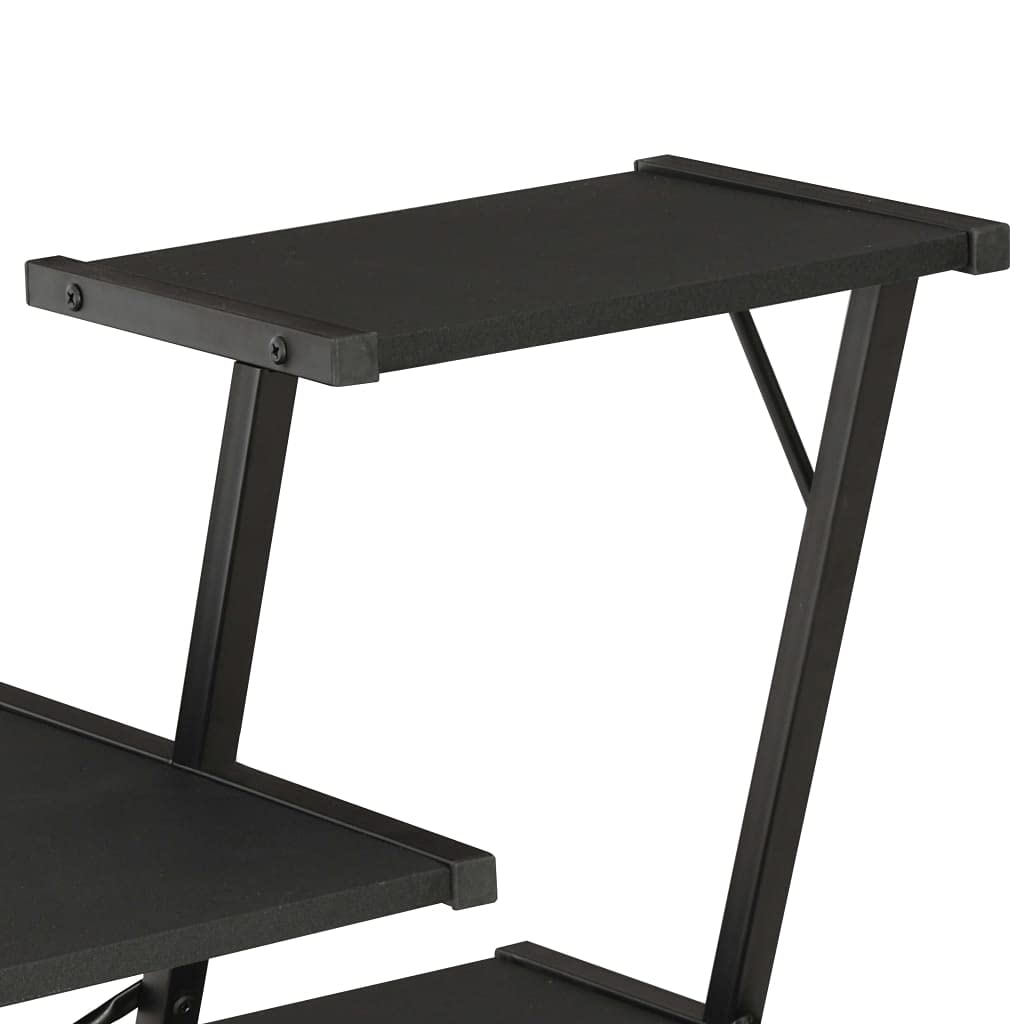 Scrivania,Supporto per stampante,Piccola postazione di lavoro in casa,Scrivania per computer in stile moderno,Scrivania con Mensole Nera 116x50x93 cm